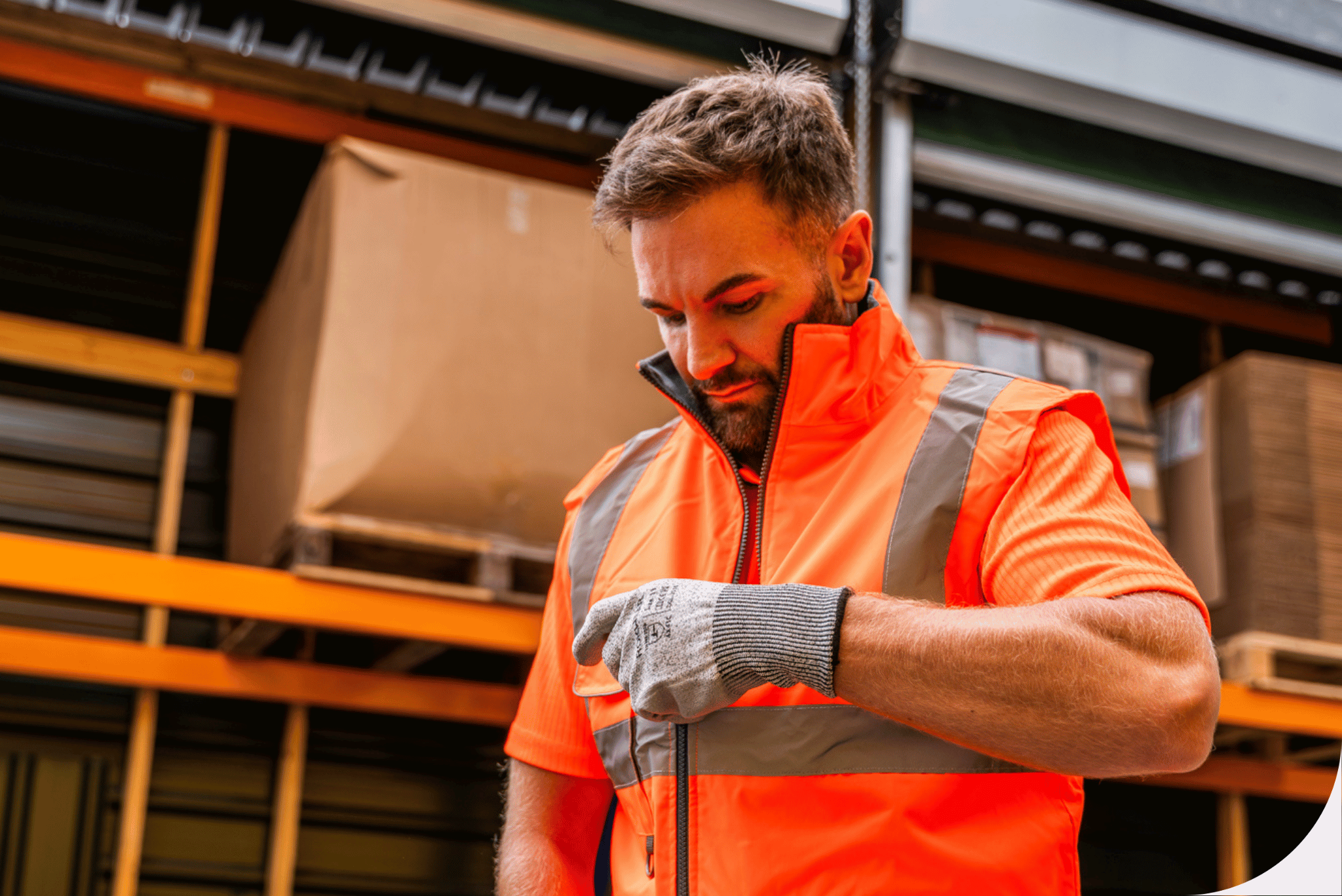 Man wearing a RIS-3279-TOM certified orange gilet.
