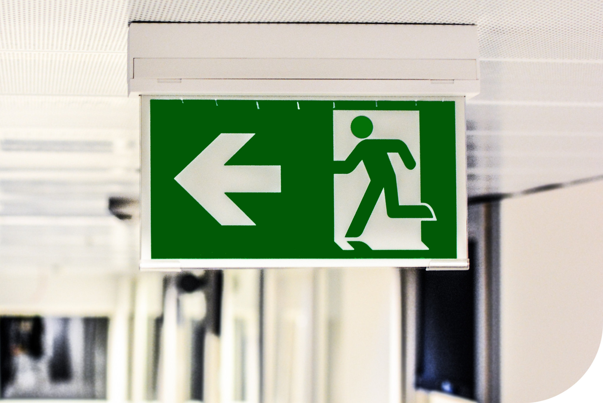 Emergency exit sign.