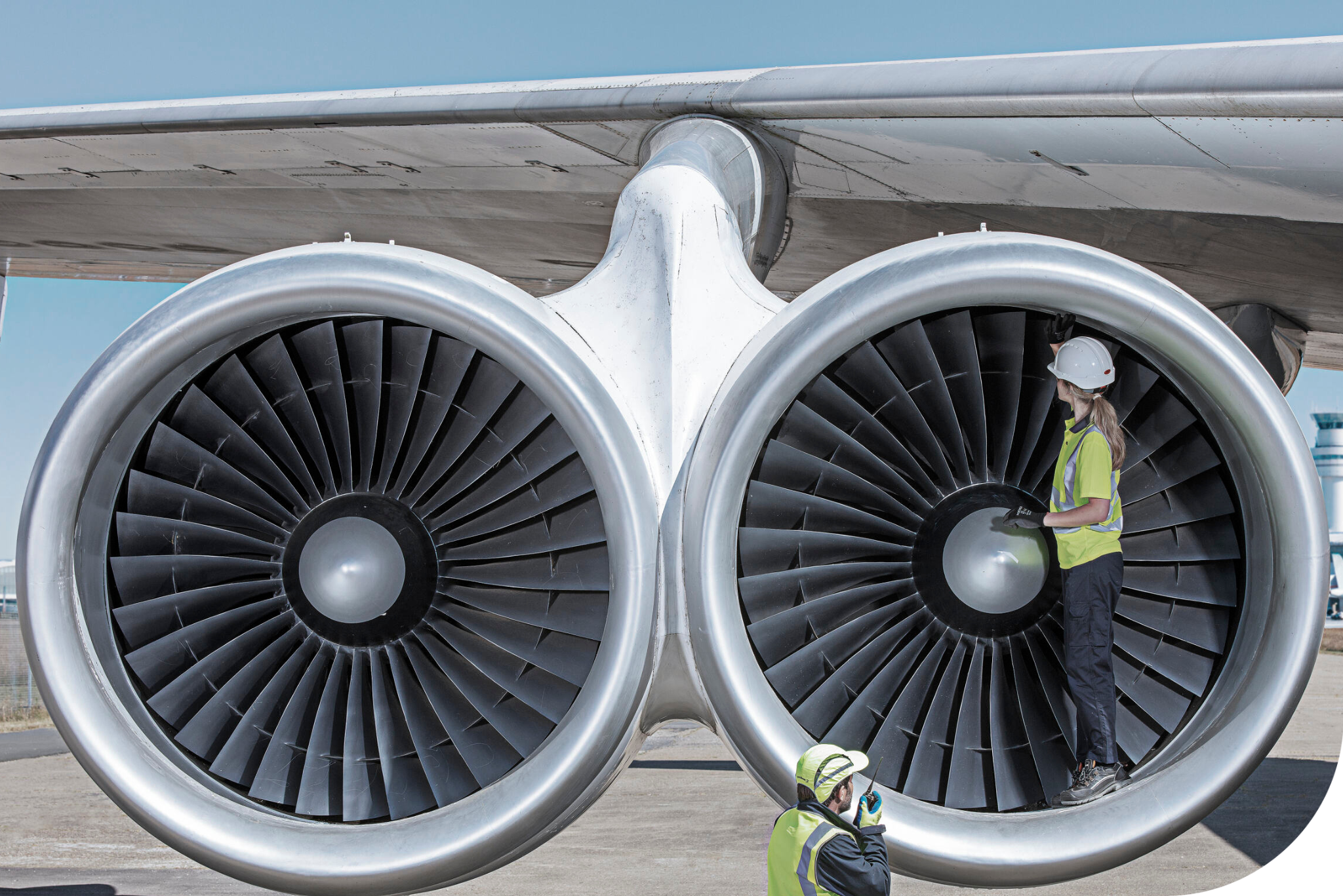 Workers in summer workwear.