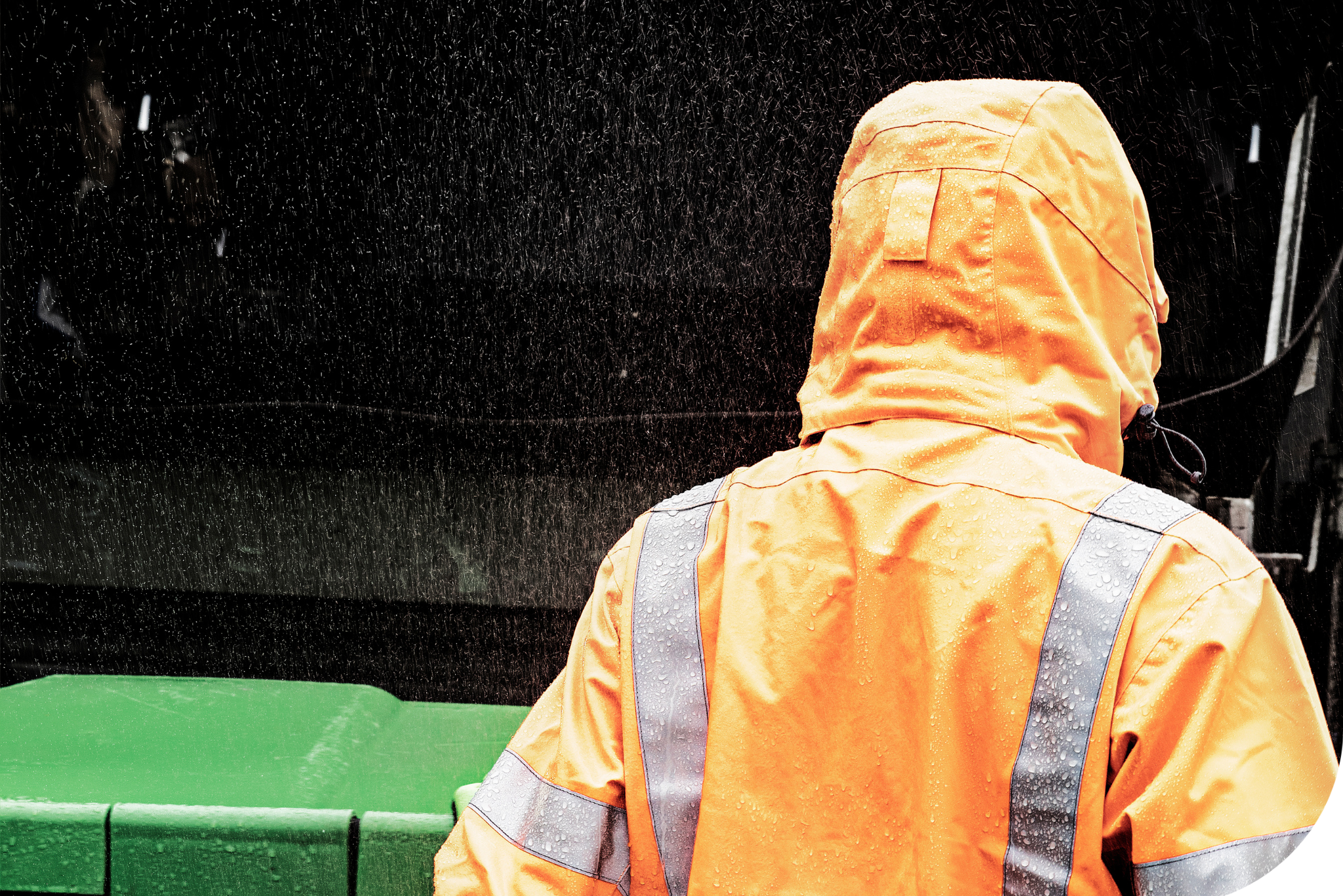 Man wearing waterproof workwear